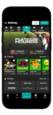 screenshot of Betway app