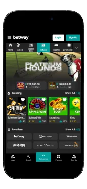 screenshot of Betway app